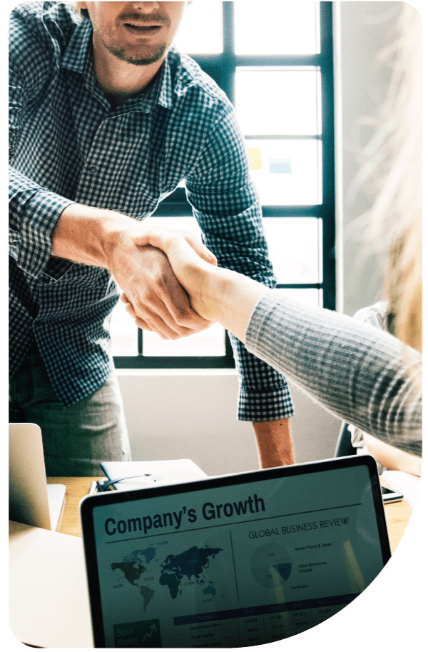 Handshake with man and women 