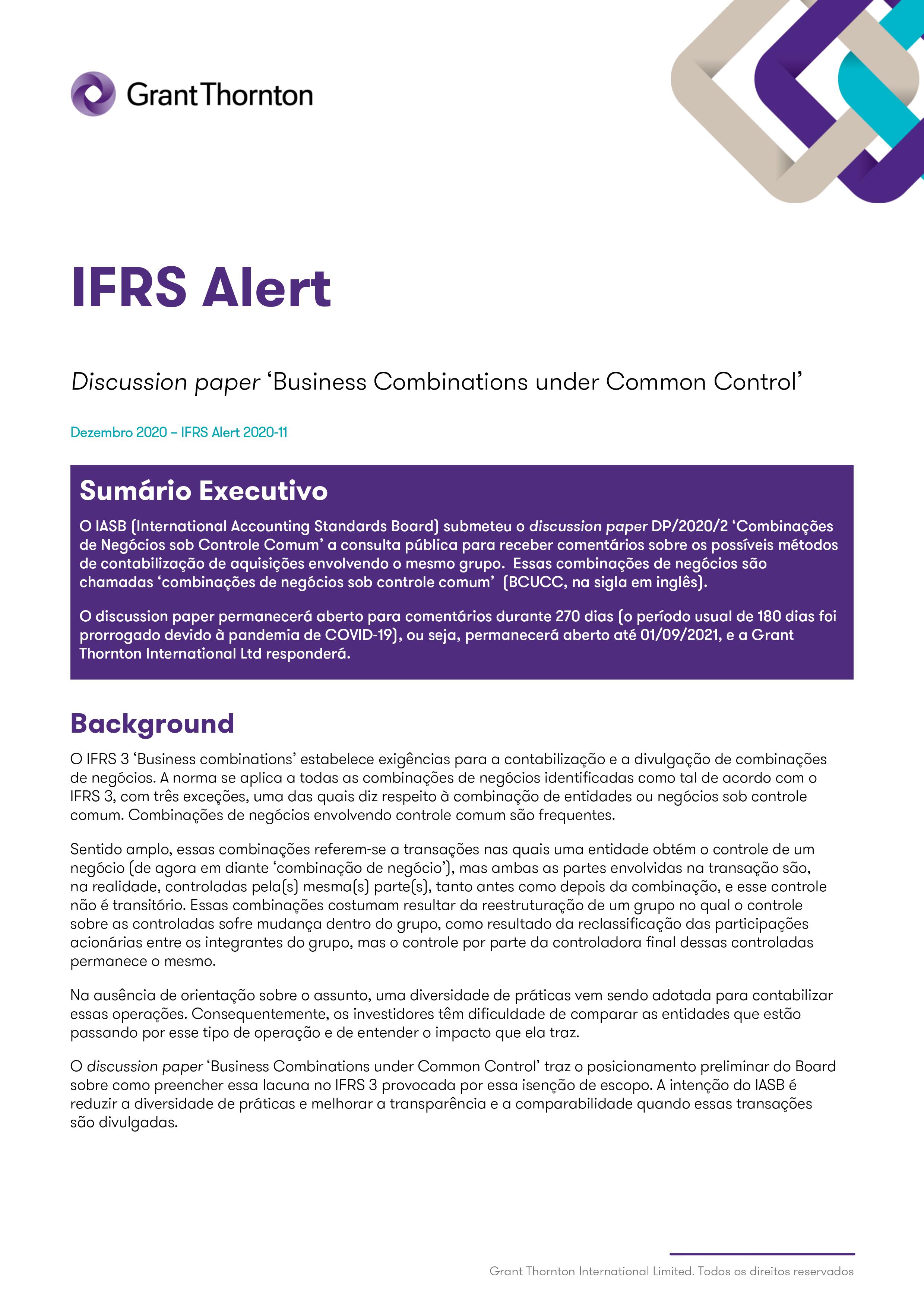 Discussion paper Business Combinations under Common Control Grant