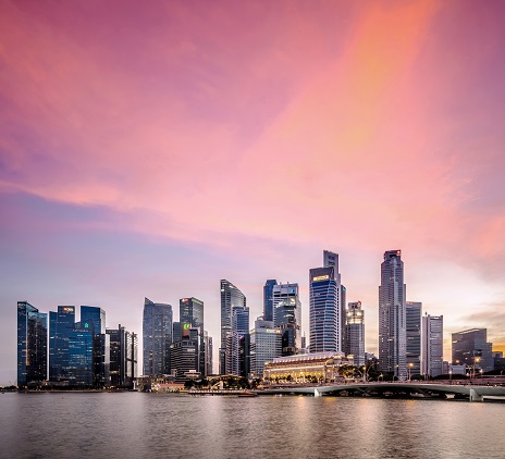 Foto de longe da cidade de Singapore 